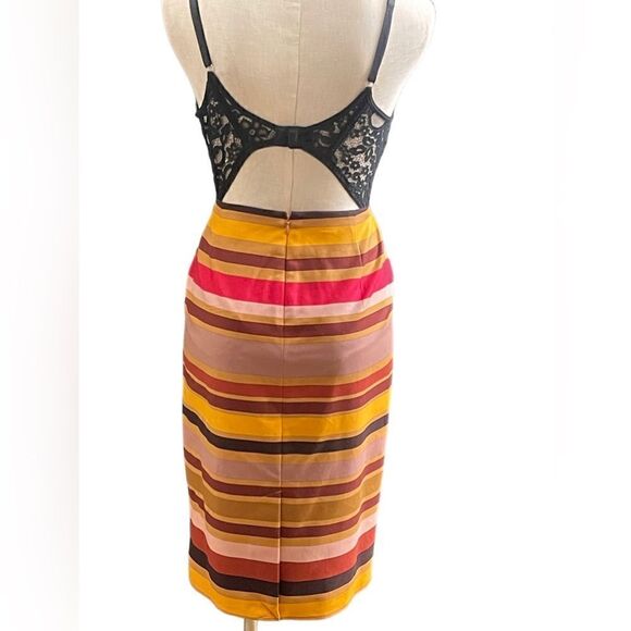 Chic Fall Vibes: NWT Lord & Taylor Burnt Orange Stripe Skirt - Picture 3 of 4